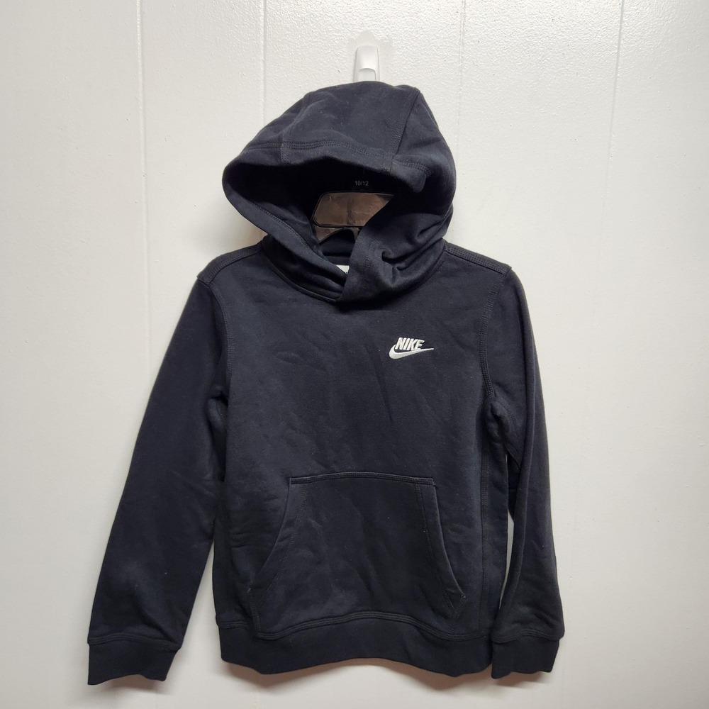 Nike Club Fleece Pullover Hoodie Sweatpants Set Youth Small Black Swoosh Joggers - Picture 1 of 13